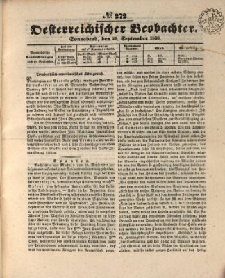 Der Oesterreichische Beobachter Samstag 29. September 1838