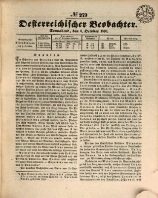 Der Oesterreichische Beobachter Samstag 6. Oktober 1838