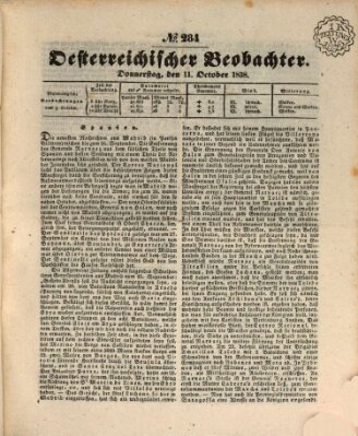 Der Oesterreichische Beobachter Donnerstag 11. Oktober 1838