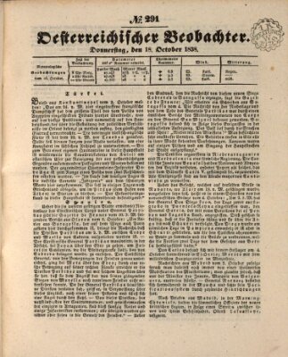 Der Oesterreichische Beobachter Donnerstag 18. Oktober 1838