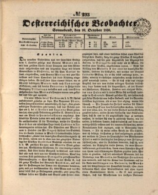 Der Oesterreichische Beobachter Samstag 20. Oktober 1838