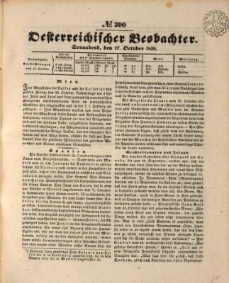 Der Oesterreichische Beobachter Samstag 27. Oktober 1838