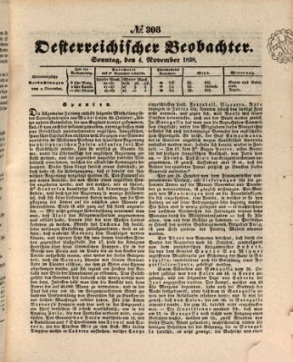 Der Oesterreichische Beobachter Sonntag 4. November 1838