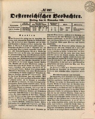 Der Oesterreichische Beobachter Freitag 23. November 1838