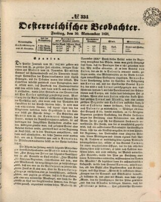 Der Oesterreichische Beobachter Freitag 30. November 1838