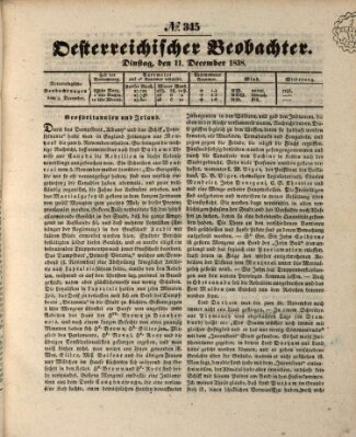 Der Oesterreichische Beobachter Dienstag 11. Dezember 1838