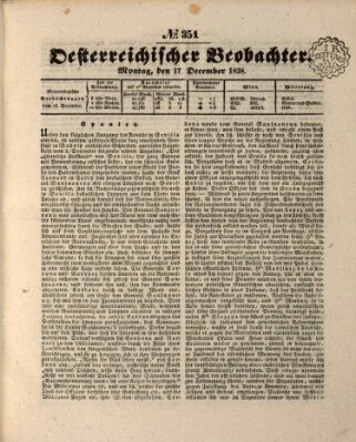 Der Oesterreichische Beobachter Montag 17. Dezember 1838