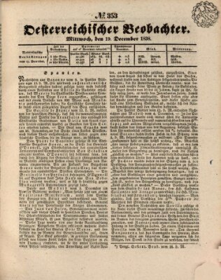 Der Oesterreichische Beobachter Mittwoch 19. Dezember 1838