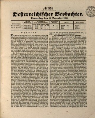 Der Oesterreichische Beobachter Donnerstag 20. Dezember 1838