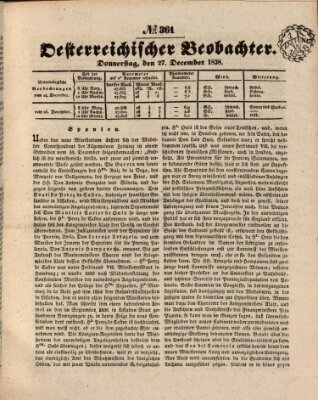 Der Oesterreichische Beobachter Donnerstag 27. Dezember 1838