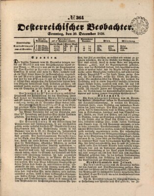 Der Oesterreichische Beobachter Sonntag 30. Dezember 1838