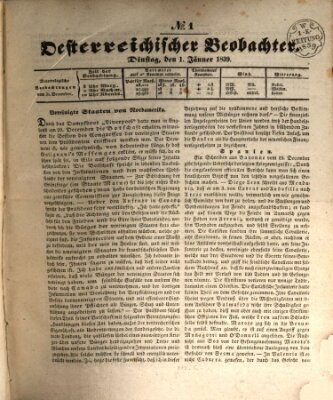 Der Oesterreichische Beobachter Dienstag 1. Januar 1839