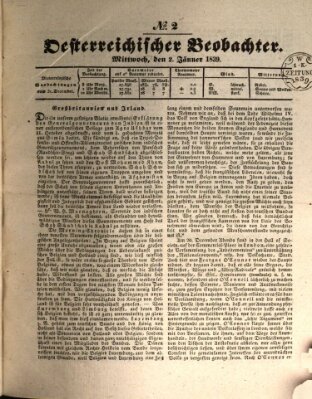 Der Oesterreichische Beobachter Mittwoch 2. Januar 1839