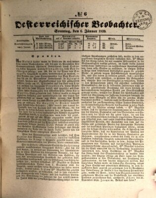 Der Oesterreichische Beobachter Sonntag 6. Januar 1839