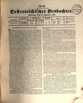 Der Oesterreichische Beobachter Freitag 11. Januar 1839