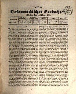 Der Oesterreichische Beobachter Dienstag 15. Januar 1839