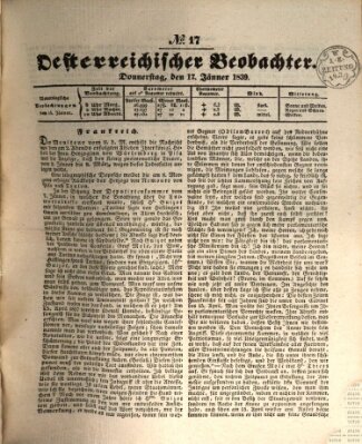 Der Oesterreichische Beobachter Donnerstag 17. Januar 1839