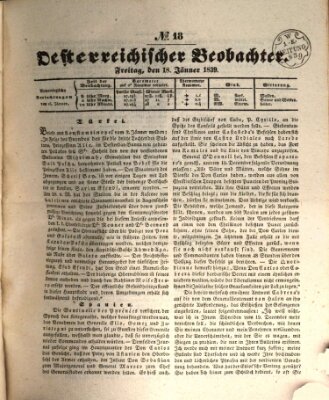 Der Oesterreichische Beobachter Freitag 18. Januar 1839