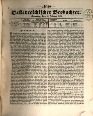 Der Oesterreichische Beobachter Sonntag 20. Januar 1839