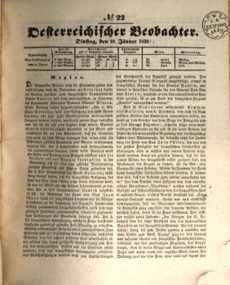 Der Oesterreichische Beobachter Dienstag 22. Januar 1839