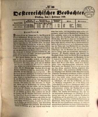 Der Oesterreichische Beobachter Dienstag 5. Februar 1839