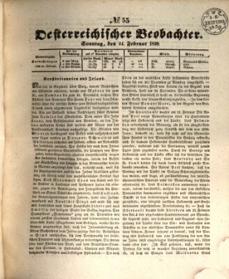 Der Oesterreichische Beobachter Sonntag 24. Februar 1839