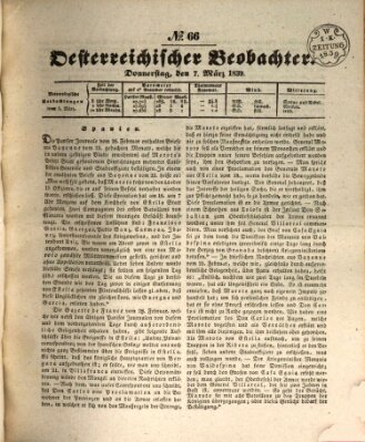 Der Oesterreichische Beobachter Donnerstag 7. März 1839