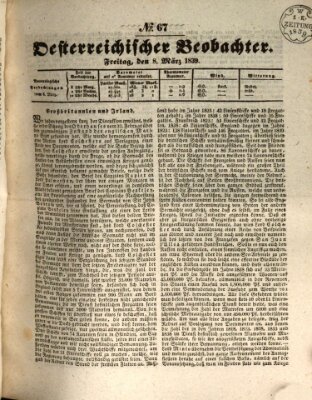 Der Oesterreichische Beobachter Freitag 8. März 1839