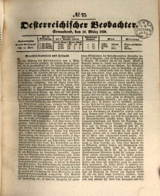 Der Oesterreichische Beobachter Samstag 16. März 1839