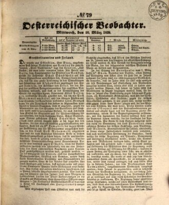 Der Oesterreichische Beobachter Mittwoch 20. März 1839