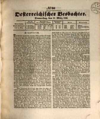 Der Oesterreichische Beobachter Donnerstag 21. März 1839