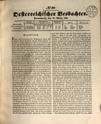 Der Oesterreichische Beobachter Samstag 30. März 1839