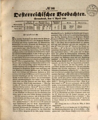 Der Oesterreichische Beobachter Samstag 6. April 1839