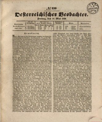 Der Oesterreichische Beobachter Freitag 10. Mai 1839