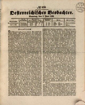 Der Oesterreichische Beobachter Sonntag 2. Juni 1839