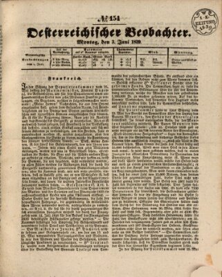 Der Oesterreichische Beobachter Montag 3. Juni 1839