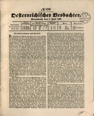 Der Oesterreichische Beobachter Samstag 8. Juni 1839