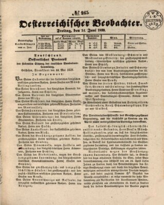 Der Oesterreichische Beobachter Freitag 14. Juni 1839