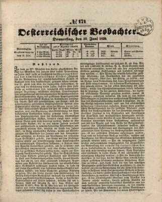 Der Oesterreichische Beobachter Donnerstag 20. Juni 1839