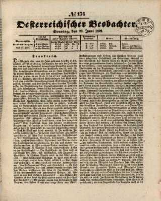 Der Oesterreichische Beobachter Sonntag 23. Juni 1839