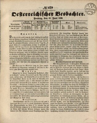 Der Oesterreichische Beobachter Freitag 28. Juni 1839