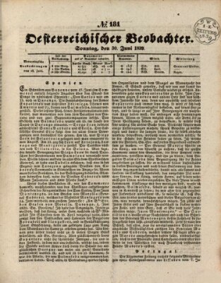 Der Oesterreichische Beobachter Sonntag 30. Juni 1839