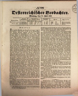 Der Oesterreichische Beobachter Montag 15. Juli 1839