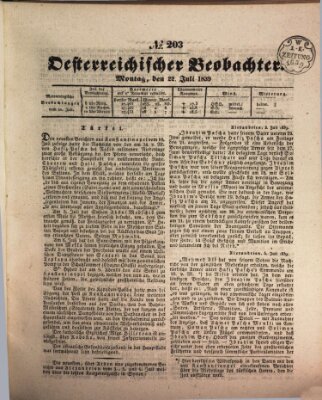 Der Oesterreichische Beobachter Montag 22. Juli 1839