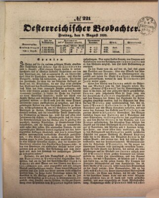 Der Oesterreichische Beobachter Freitag 9. August 1839