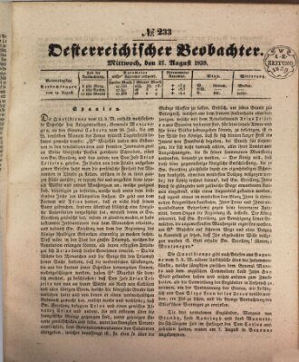 Der Oesterreichische Beobachter Mittwoch 21. August 1839