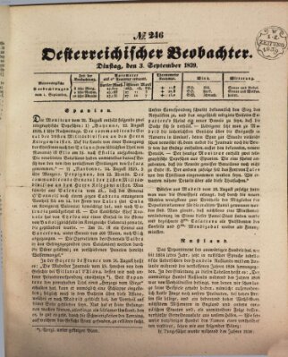 Der Oesterreichische Beobachter Dienstag 3. September 1839