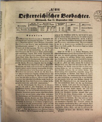 Der Oesterreichische Beobachter Mittwoch 11. September 1839