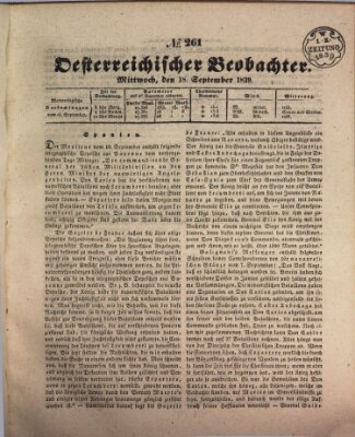 Der Oesterreichische Beobachter Mittwoch 18. September 1839