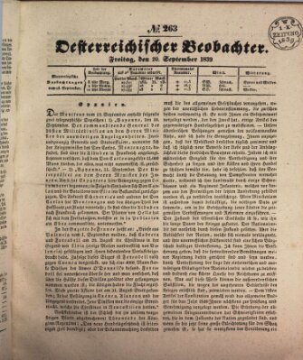 Der Oesterreichische Beobachter Freitag 20. September 1839